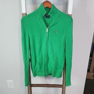 Ralph Lauren Vibrant Green Zip-Up Cardigan
